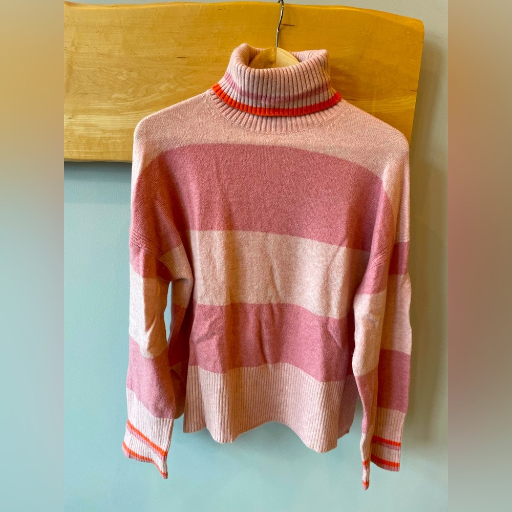 Cozy chic J. Crew boxy stripe turtleneck